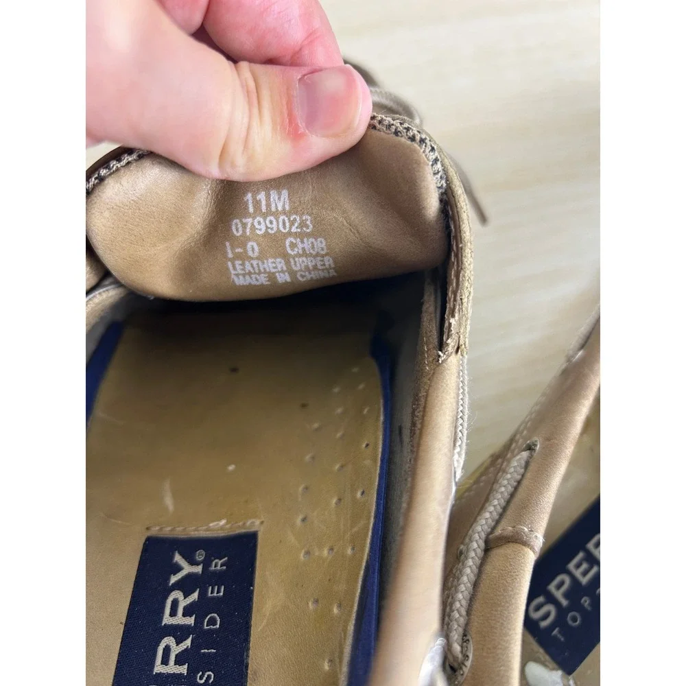 Sperry Boat Shoes Mens 11M Tan Billfish 3-Eye Leather Nautical Preppy Loafer